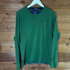 Y2K Men's Green American Eagle long sleeve shirt